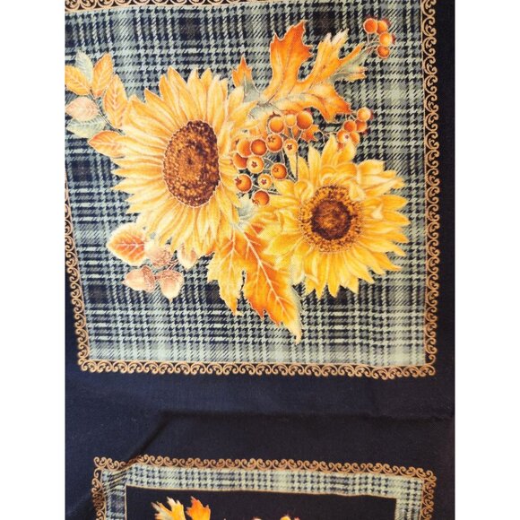 Autumn Elegance Fall Fabric Panel Sunflowers Pumpkins 24"x44" Quilting Cotton - Picture 13 of 16
